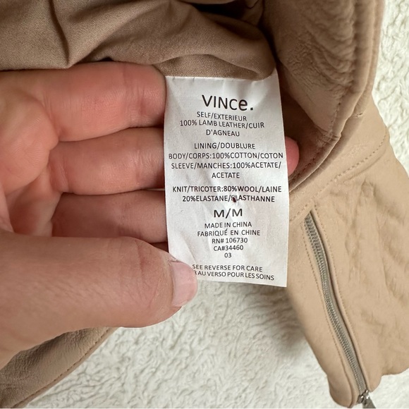 Vince Lamb Leather Asymmetrical Biker Moto Zip Ribbed Jacket (Medium) - Picture 14 of 15